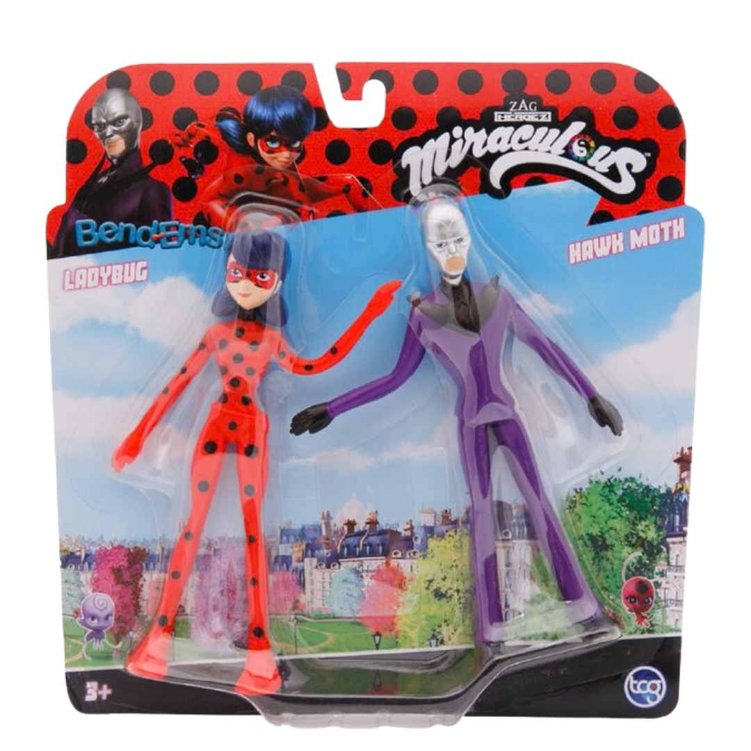#55150 FlexFigs™ Miraculous “Transformation” 2-Pack (Ladybug & Hawk Moth).     Min Qty 6