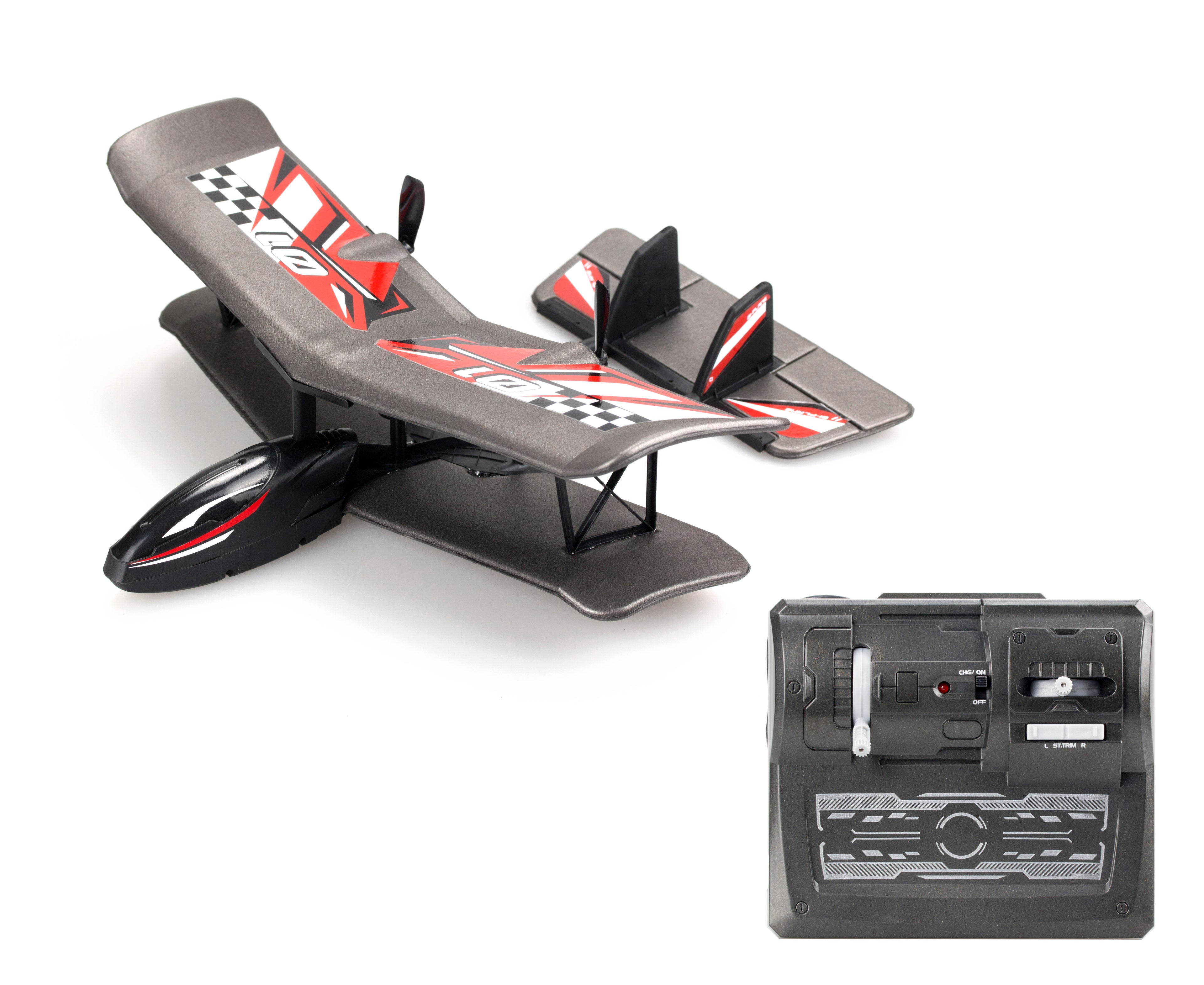 #85739NJ Flybotic Bi-Wing Evo R/C Plane Assortment (Red or Blue).    Min Qty 6