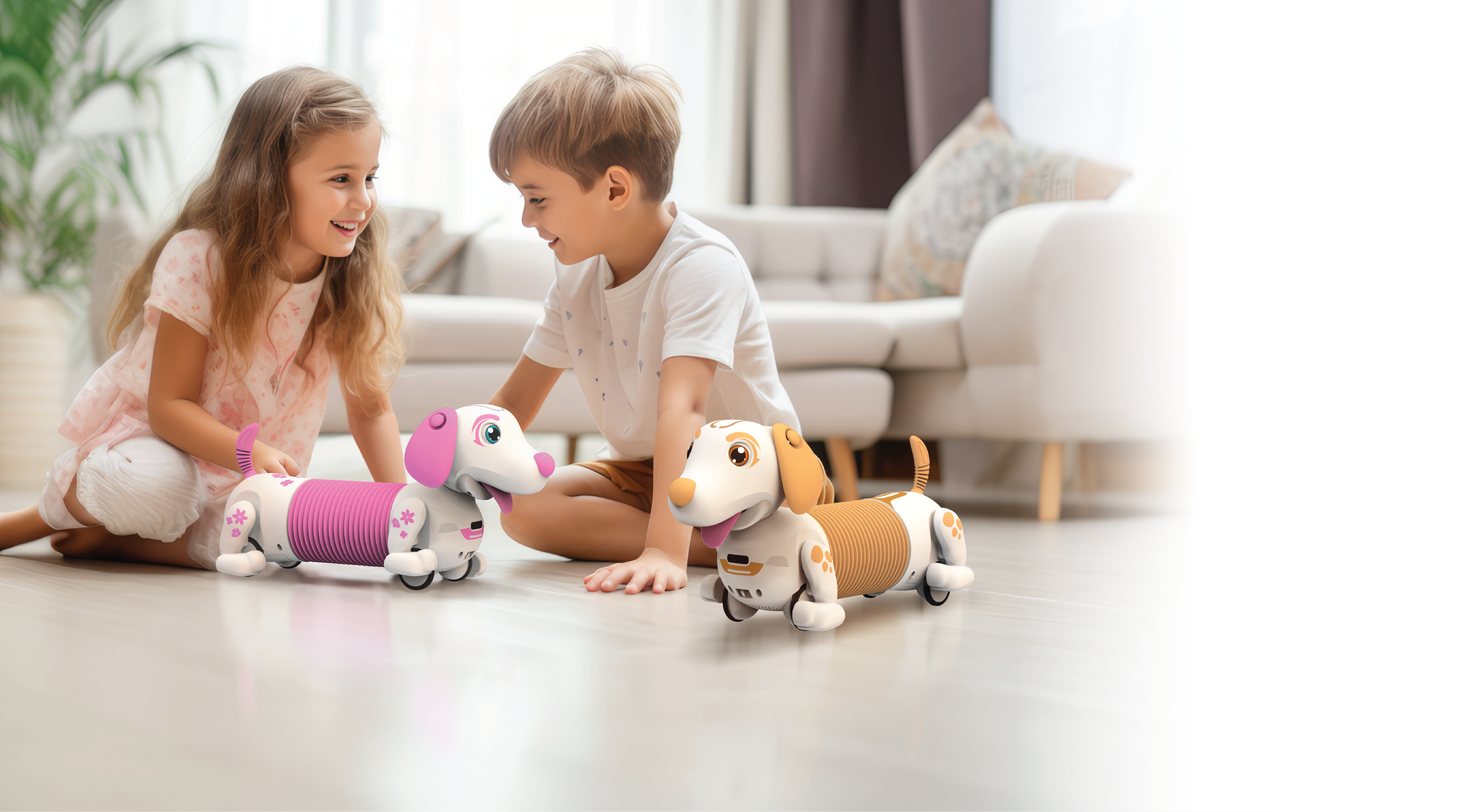 #88742 Shop Robo Dash D Interactive Robot Dog in Brown. Smart rolling robotic pet toy for kids ages 5+. Case pack of 2 available.  Min Qty 2