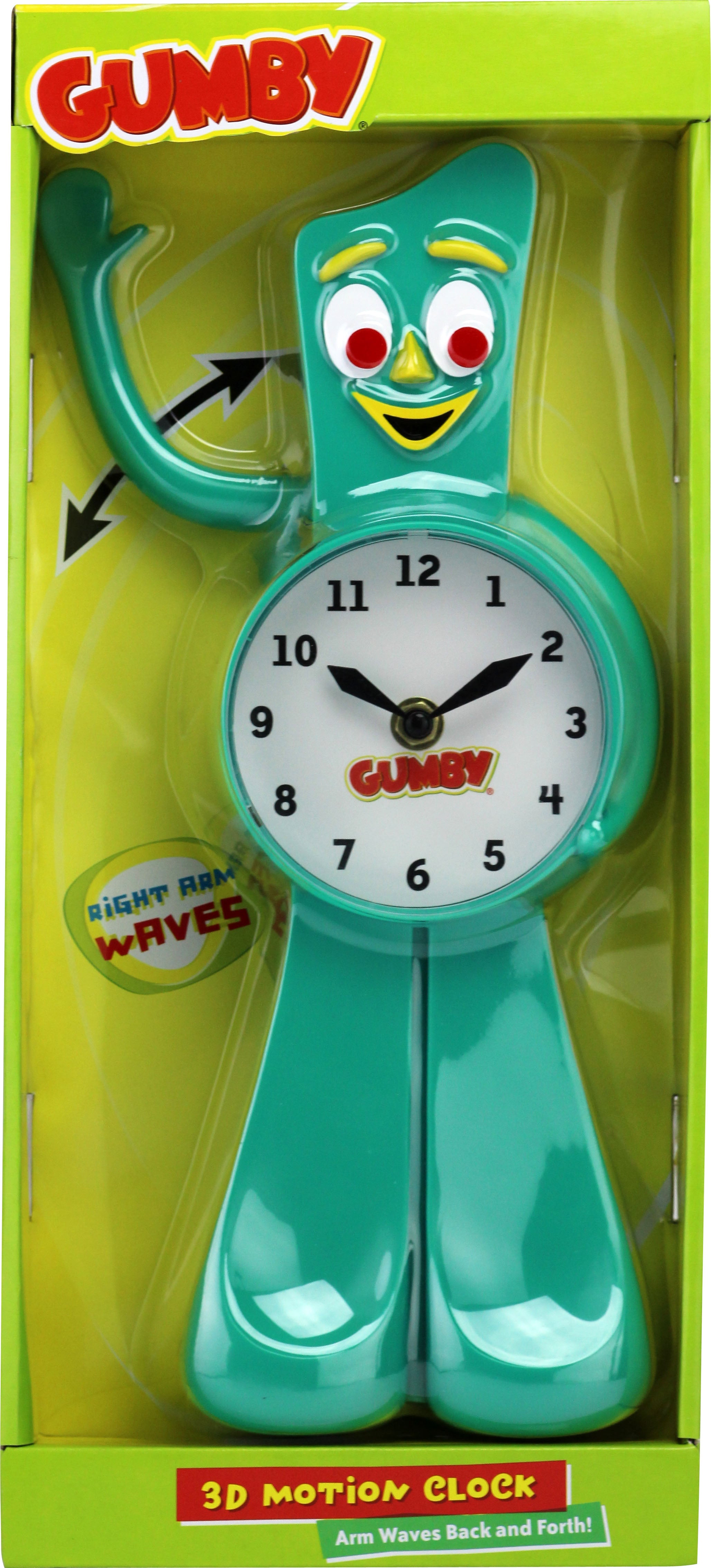 #CL 100  Gumby 3-D Motion Clock – Animated Wall Clock by NJ Croce.   Min Qty 2